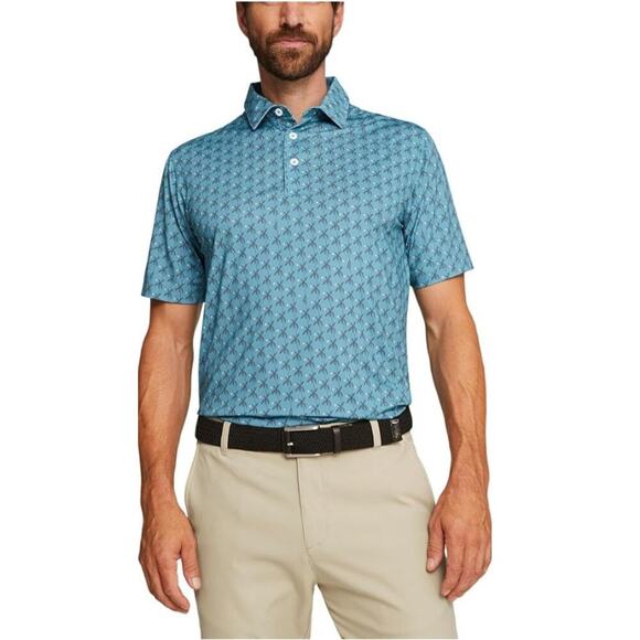 PUMA Men's Bold Blue Slate Sky MATTR Palms Polo Shirt Size S - Picture 1 of 8